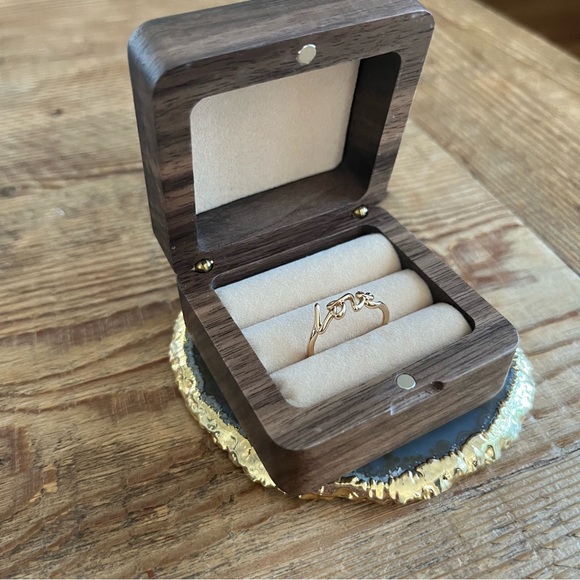 “We Do” Engraved Wooden Ring Box For 2 Rings - Great Wedding or Engagement Gift! - Picture 6 of 7
